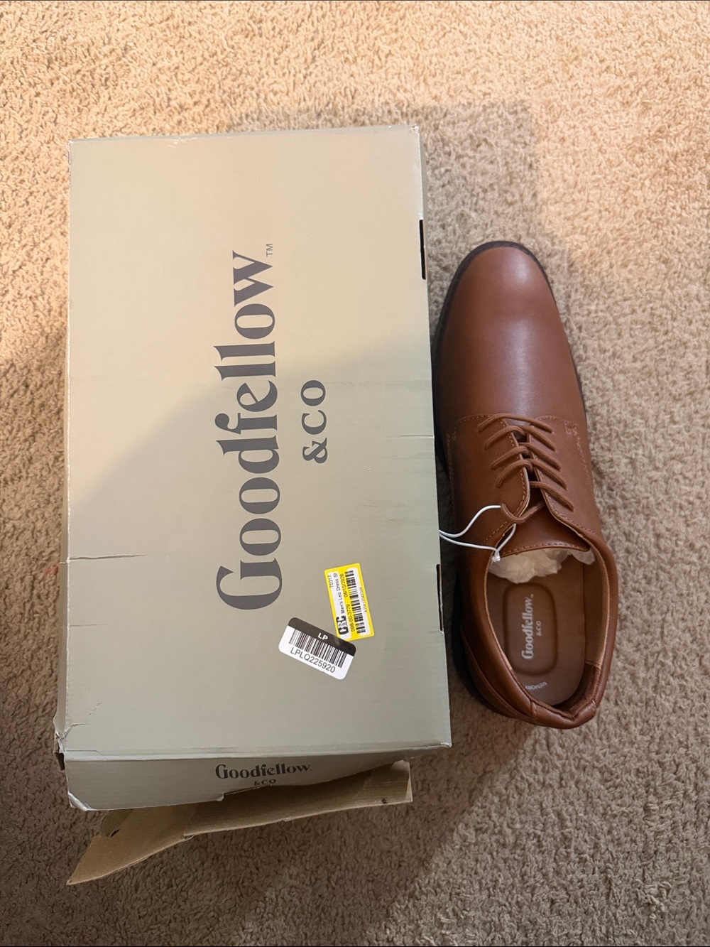 Goodfellow & Co Men's Cognac Brown Leather Derby Shoes